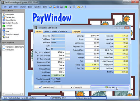PayWindow Payroll System Screenshot